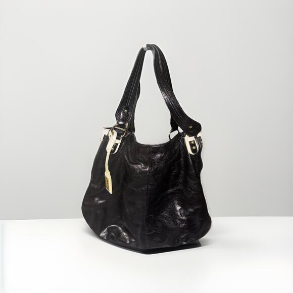 Badgley Mischka Handbags - Badgley Mischka Black Leather Hobo Shoulder Bag – Studded Accent